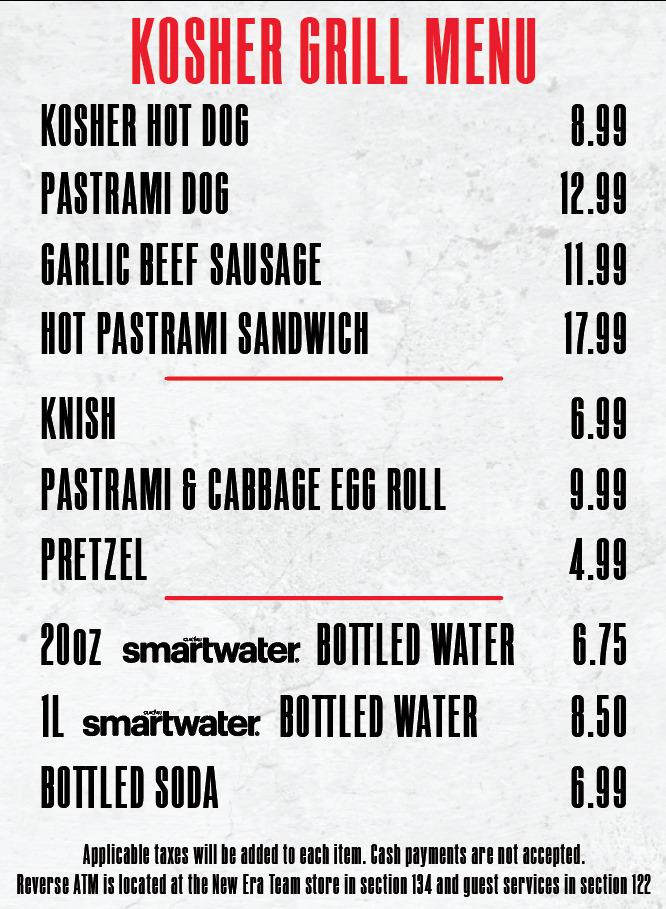 Citizens Bank Park menu.